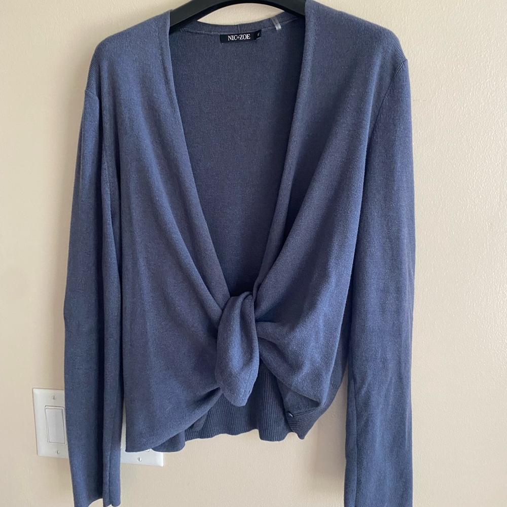 NIC + ZOE wrap sweater. Cornflower blue Size XL